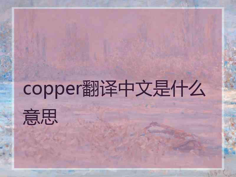 copper翻译中文是什么意思