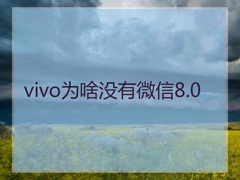 vivo为啥没有微信8.0