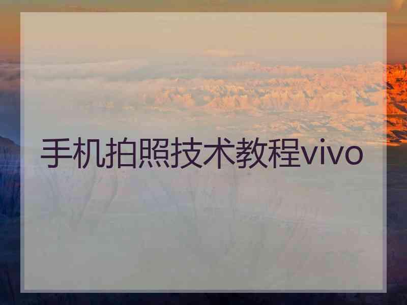 手机拍照技术教程vivo