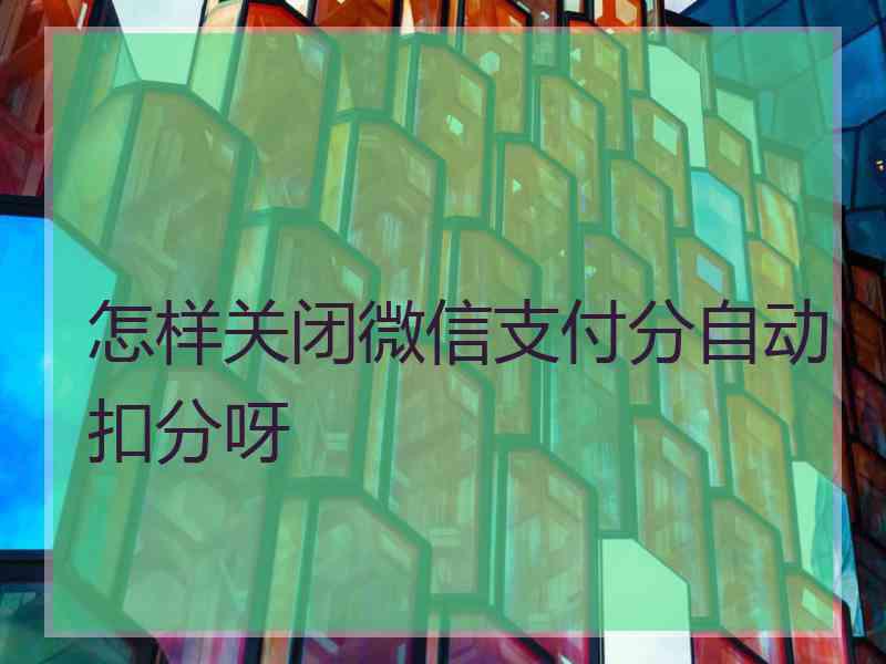 怎样关闭微信支付分自动扣分呀