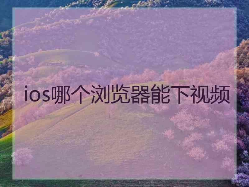 ios哪个浏览器能下视频