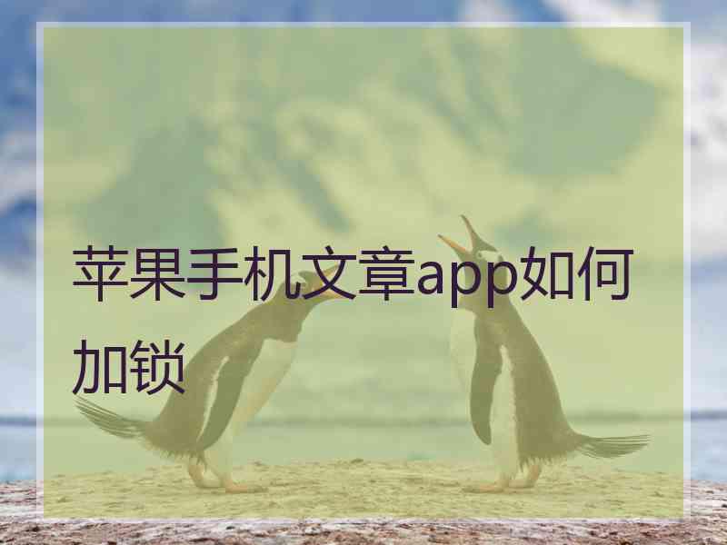 苹果手机文章app如何加锁