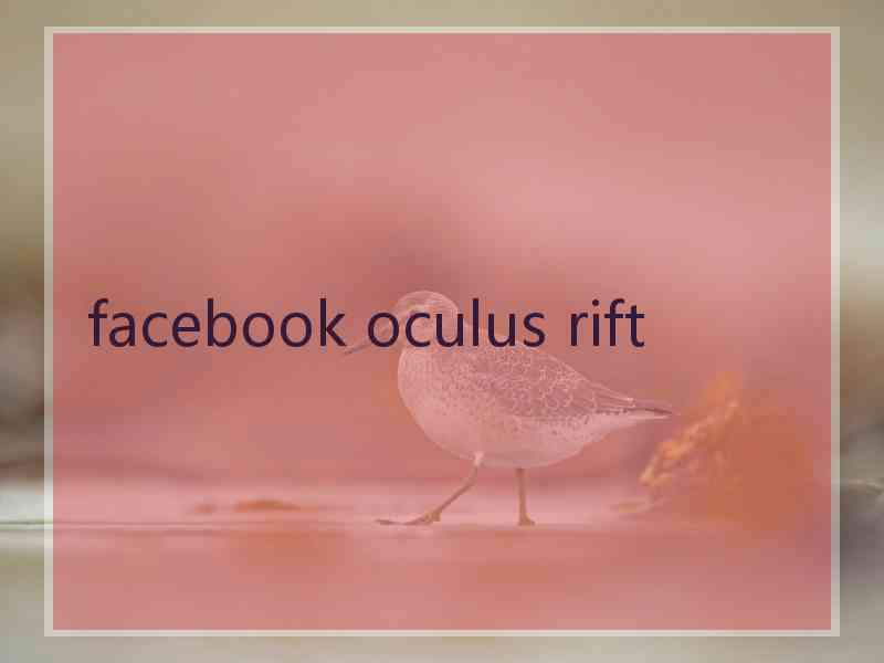 facebook oculus rift