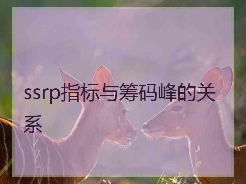 ssrp指标与筹码峰的关系