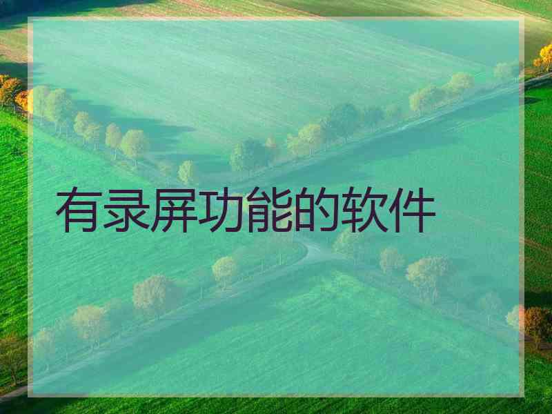 有录屏功能的软件