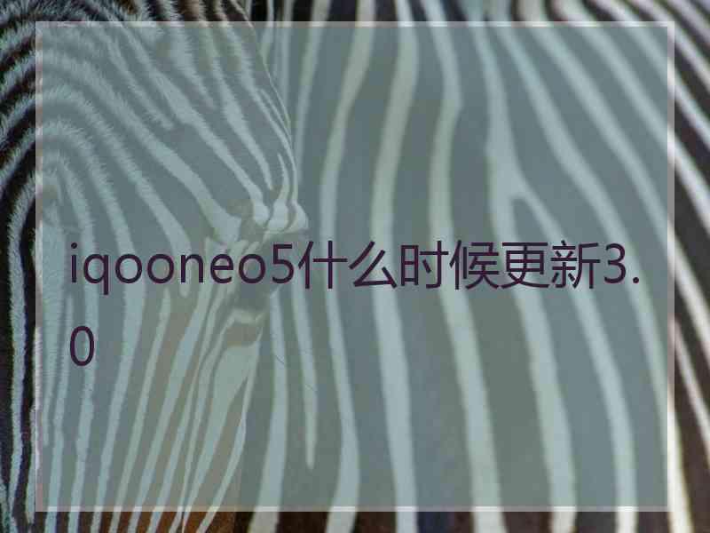 iqooneo5什么时候更新3.0