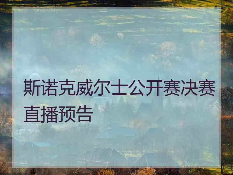 斯诺克威尔士公开赛决赛直播预告