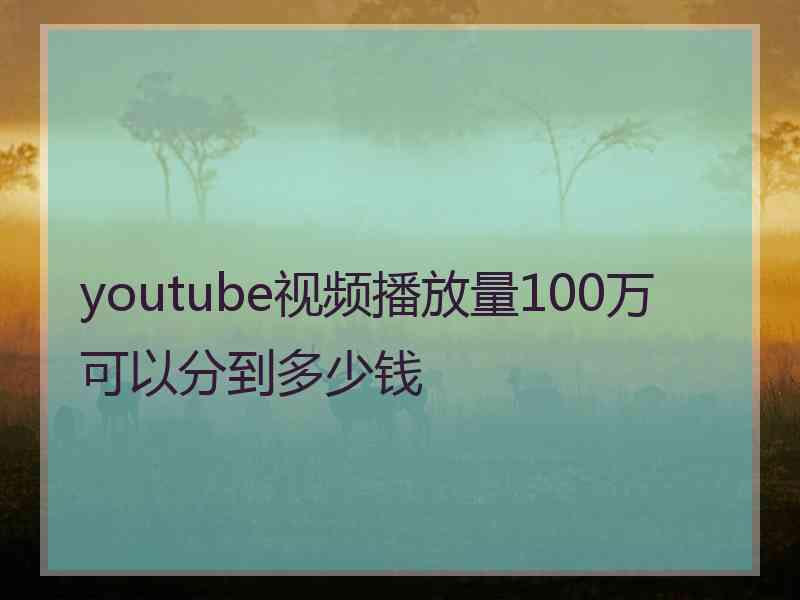 youtube视频播放量100万可以分到多少钱