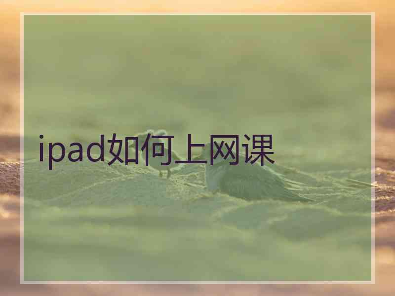 ipad如何上网课