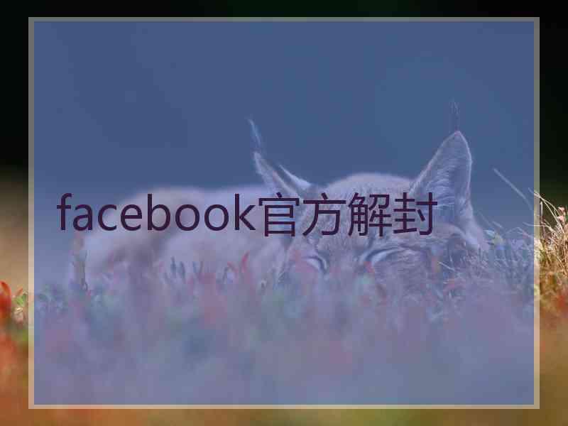 facebook官方解封