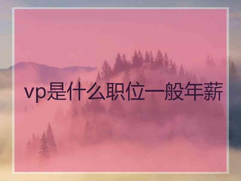 vp是什么职位一般年薪