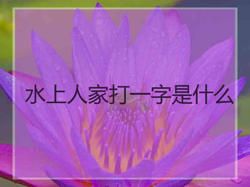 水上人家打一字是什么