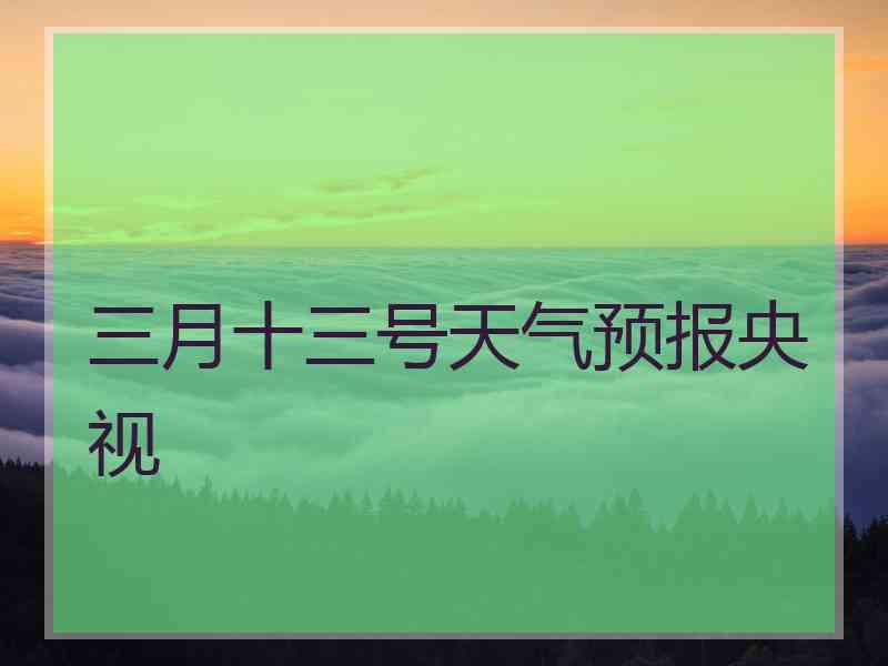 三月十三号天气预报央视