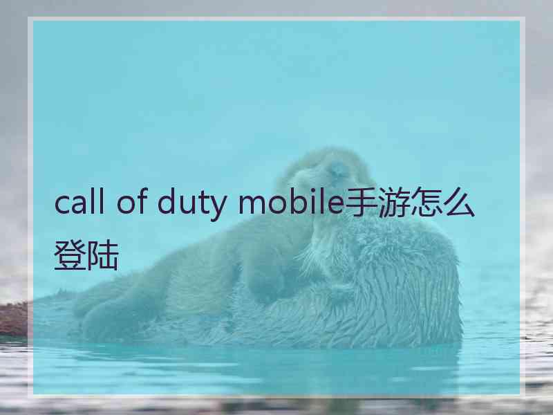 call of duty mobile手游怎么登陆