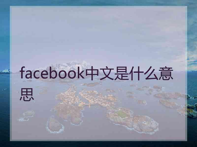 facebook中文是什么意思