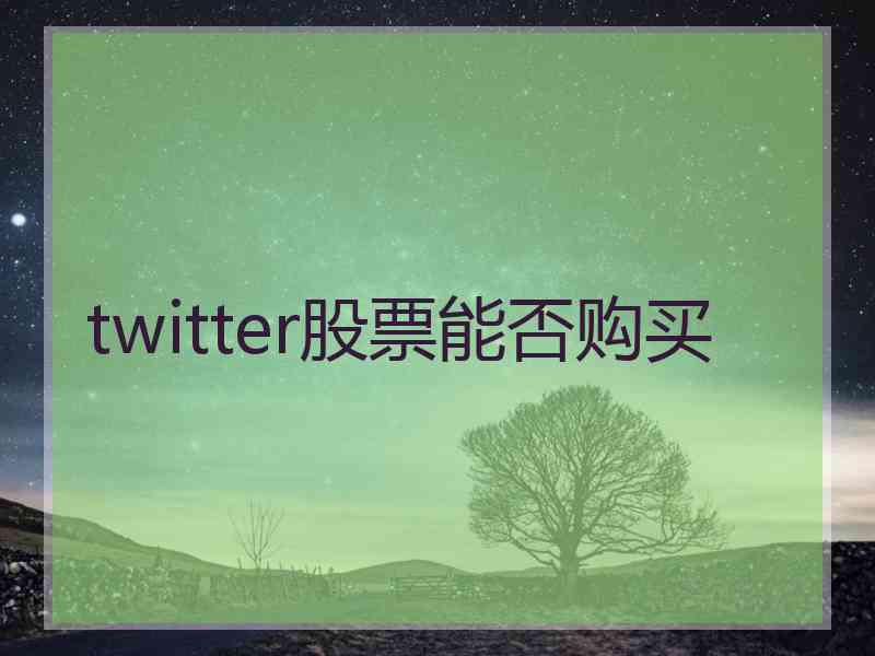 twitter股票能否购买