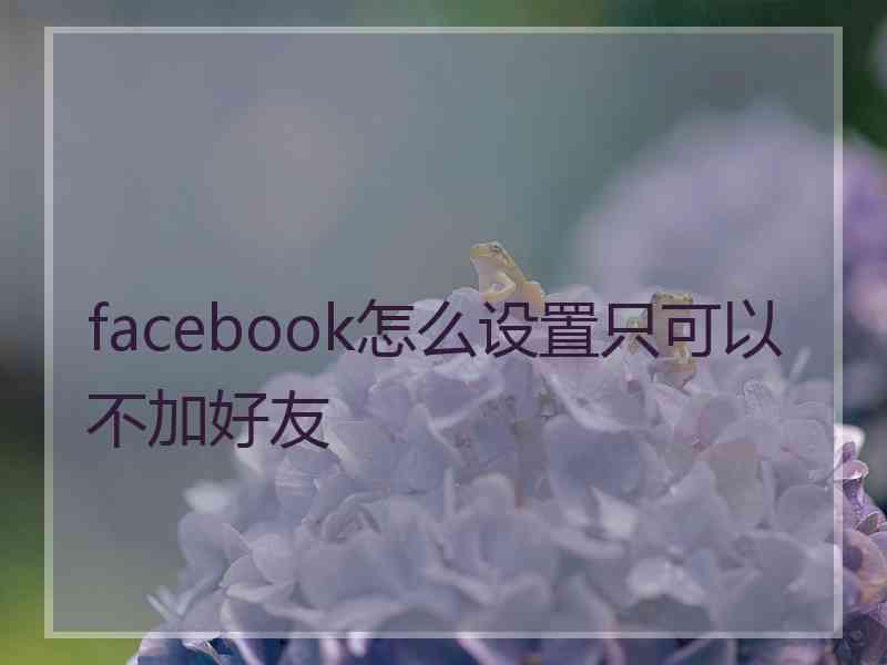 facebook怎么设置只可以不加好友