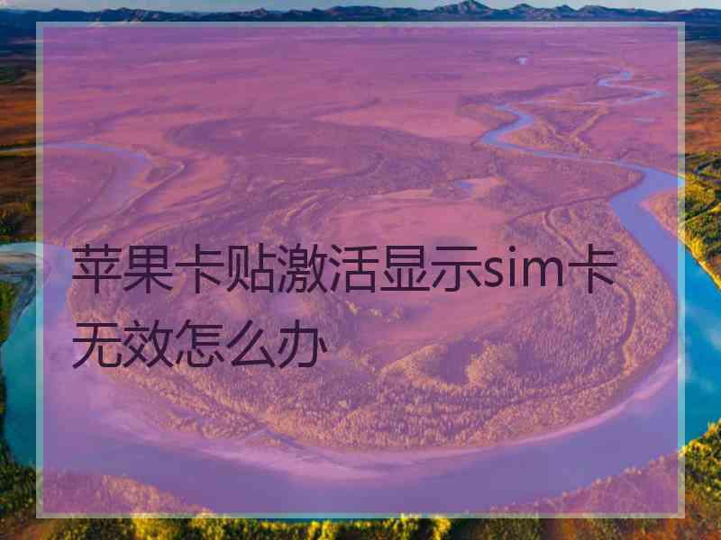 苹果卡贴激活显示sim卡无效怎么办