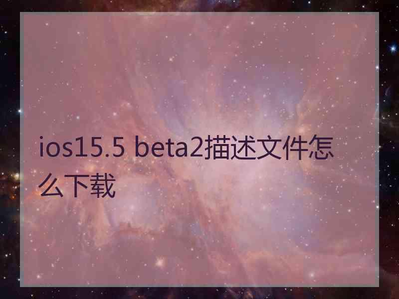 ios15.5 beta2描述文件怎么下载