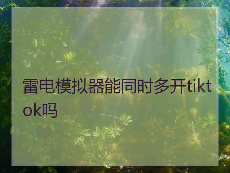 雷电模拟器能同时多开tiktok吗