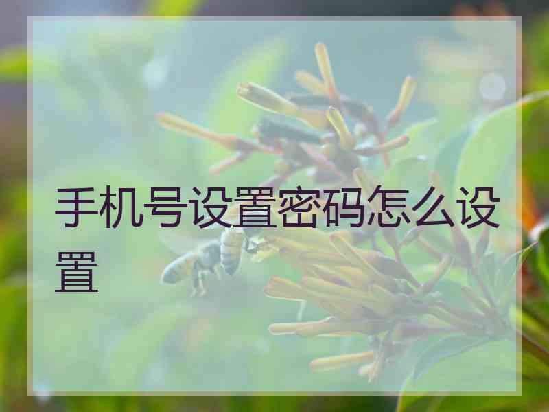 手机号设置密码怎么设置