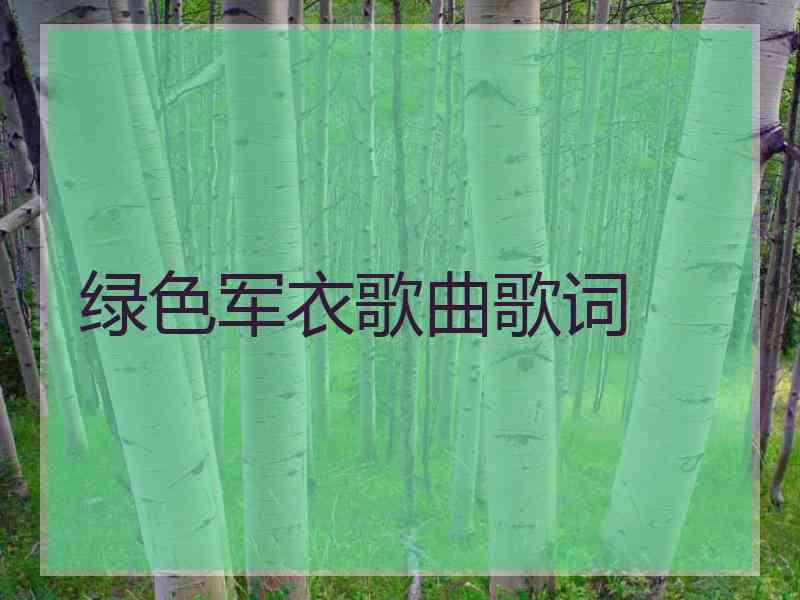 绿色军衣歌曲歌词