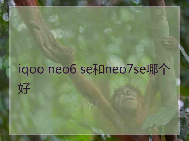 iqoo neo6 se和neo7se哪个好