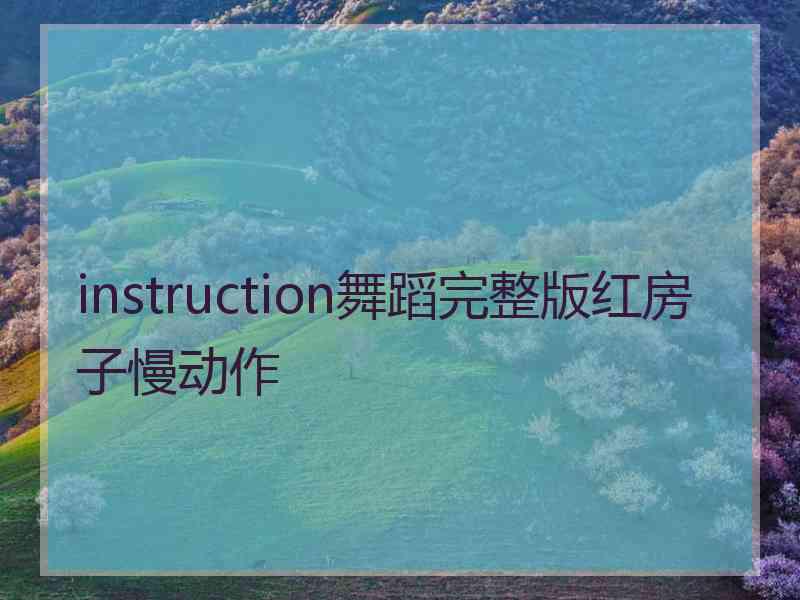 instruction舞蹈完整版红房子慢动作