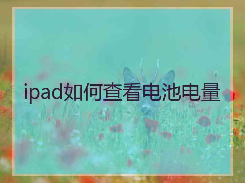 ipad如何查看电池电量