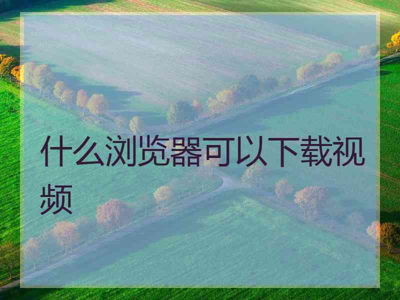 什么浏览器可以下载视频