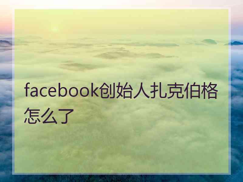 facebook创始人扎克伯格怎么了