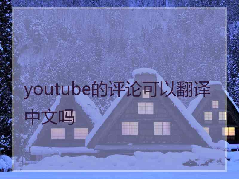 youtube的评论可以翻译中文吗