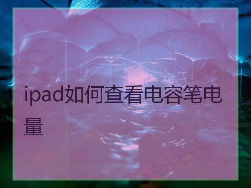 ipad如何查看电容笔电量