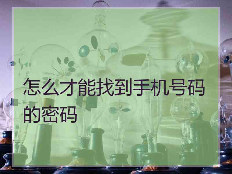 怎么才能找到手机号码的密码