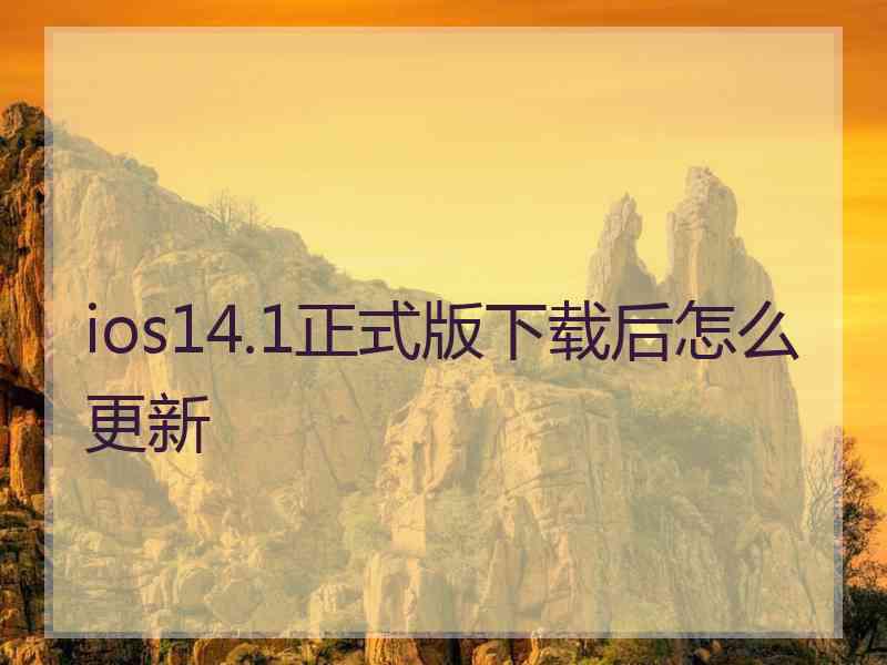 ios14.1正式版下载后怎么更新