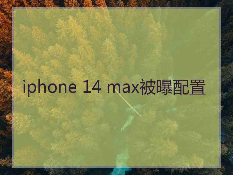 iphone 14 max被曝配置