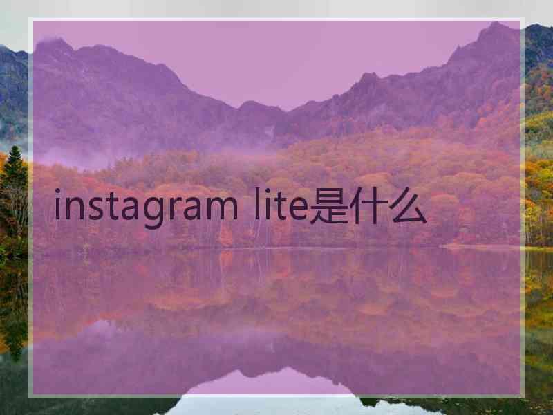 instagram lite是什么