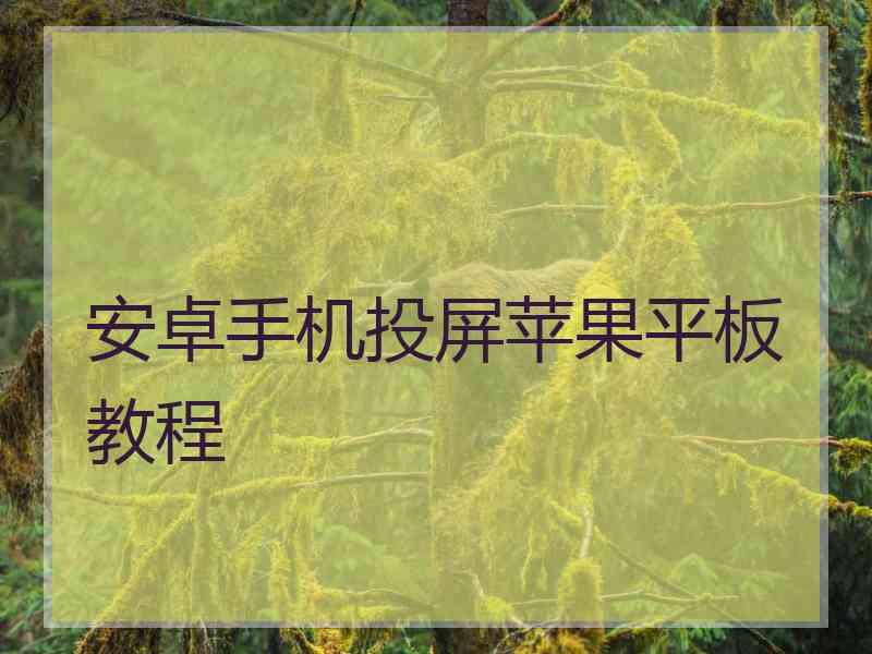 安卓手机投屏苹果平板教程