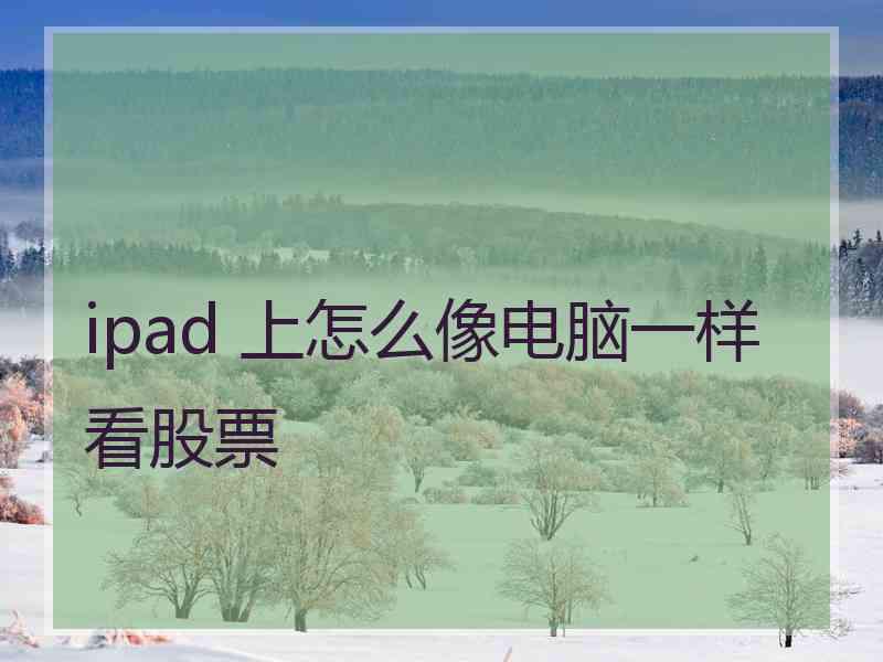 ipad 上怎么像电脑一样看股票