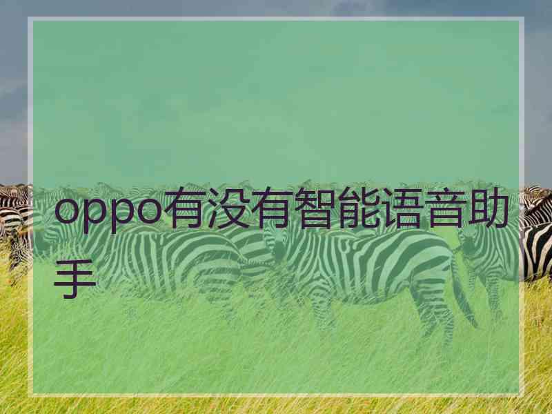 oppo有没有智能语音助手