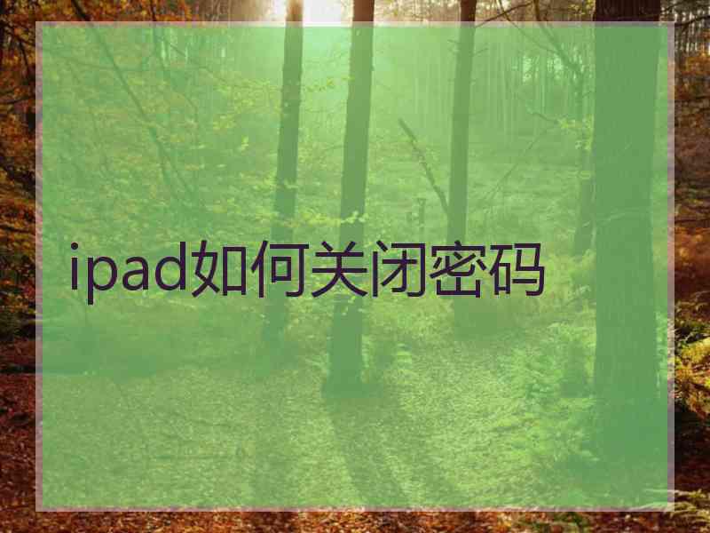 ipad如何关闭密码