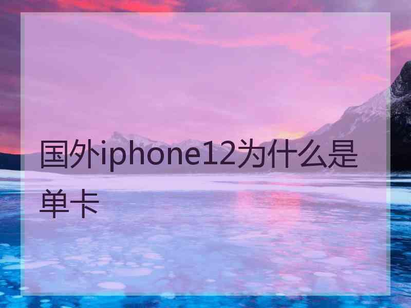 国外iphone12为什么是单卡