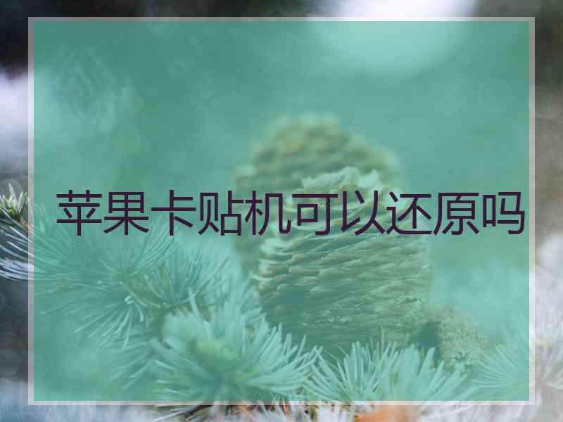 苹果卡贴机可以还原吗