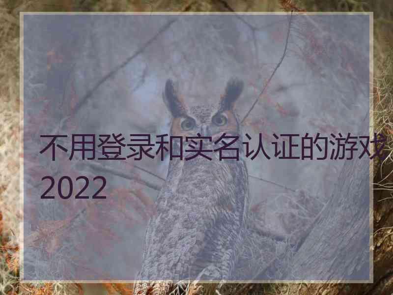 不用登录和实名认证的游戏2022