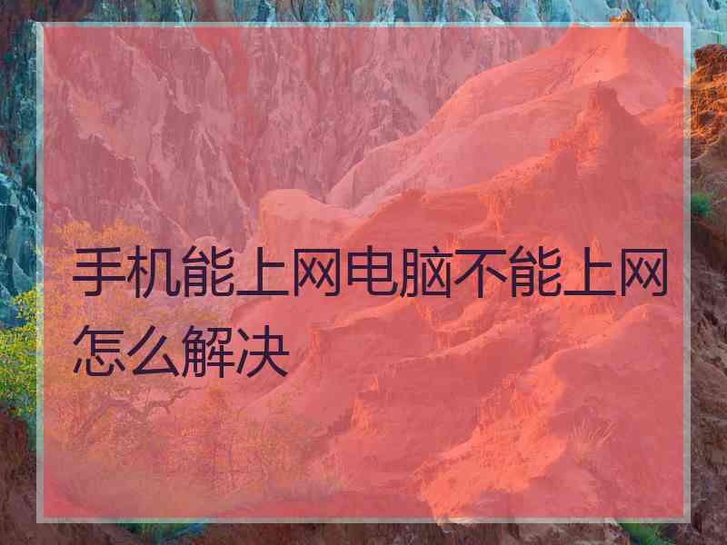 手机能上网电脑不能上网怎么解决