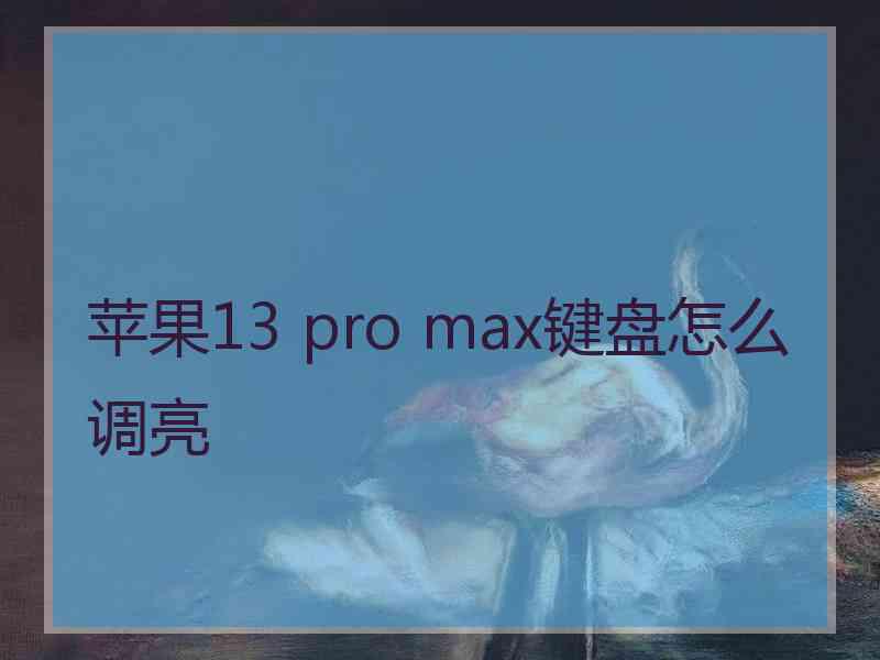 苹果13 pro max键盘怎么调亮