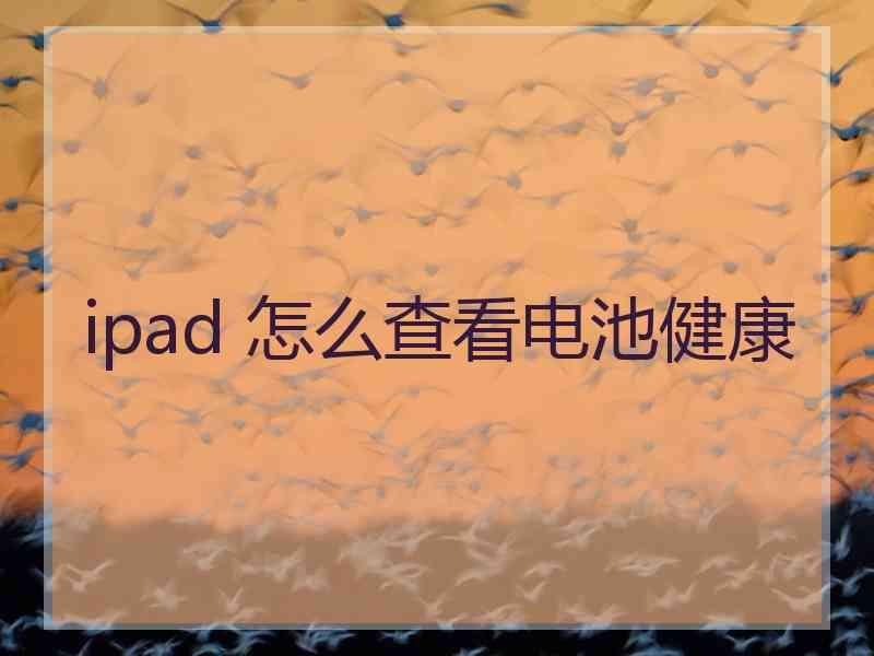 ipad 怎么查看电池健康