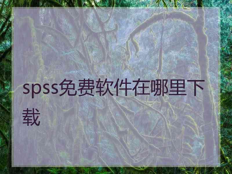 spss免费软件在哪里下载