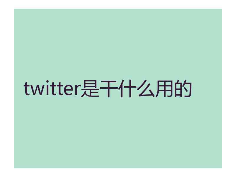 twitter是干什么用的