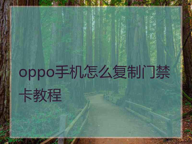 oppo手机怎么复制门禁卡教程